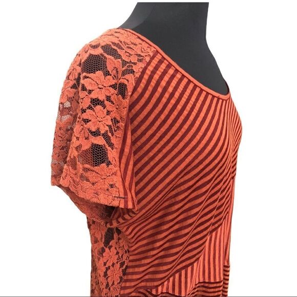 Free People Daydream Lace Striped Blouse Sz S - Picture 6 of 11
